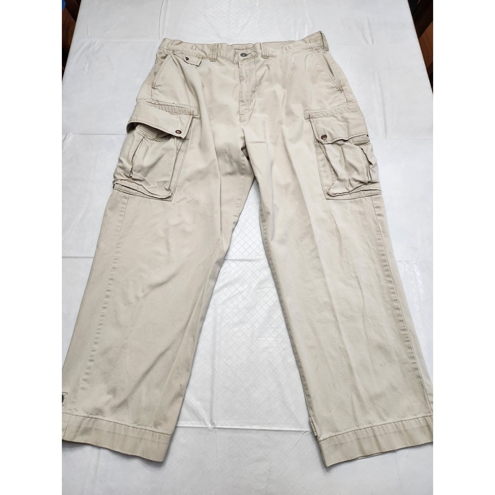 Vintage Polo Ralph Lauren Cargo Pants Mens 40x30 Khaki Beige Button Leg‎ Pockets